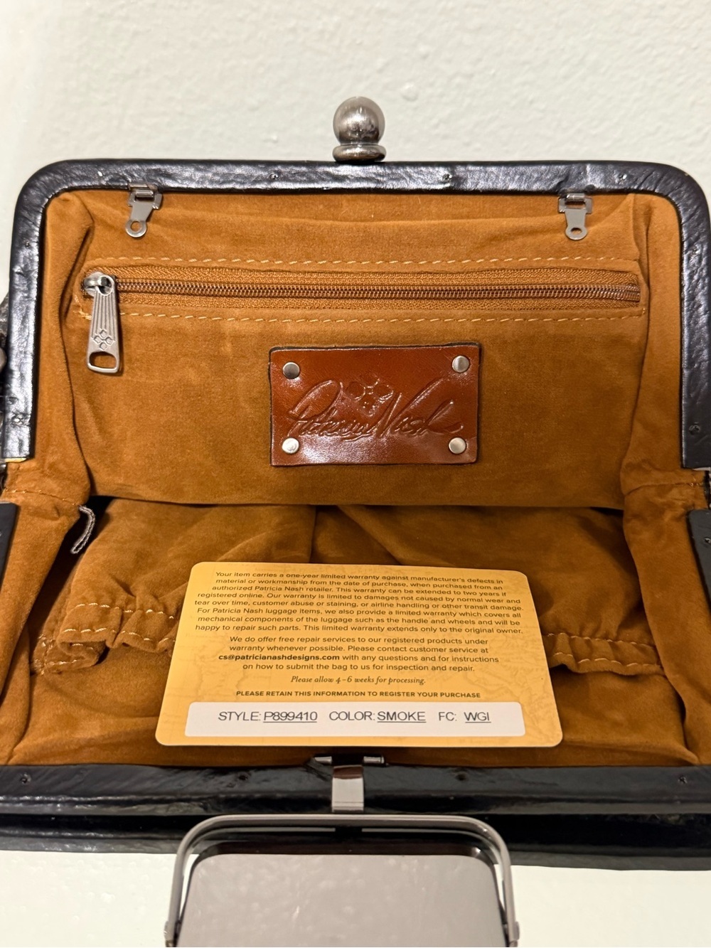 NWT Patricia Nash Smoke Snakeskin Embossed Leather Frame Satchel Handbag P899410 - Picture 6 of 6